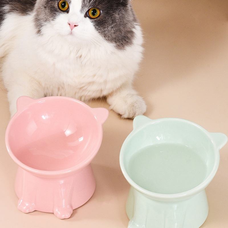Cute Ceramic Pet Bowl with Spine Protection